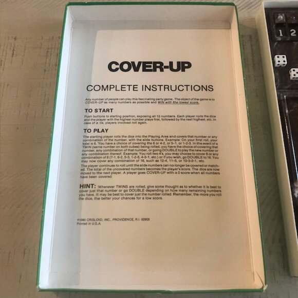 Vintage 1980 Cover-Up Challenging Mathematical Game For all Ages by Crisloid Inc - Picture 4 of 9